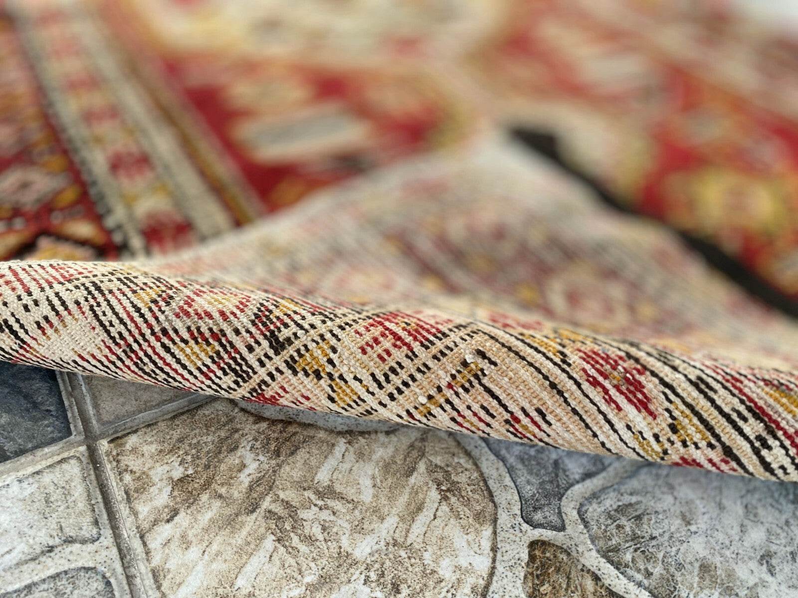 Vintage Oushak Turkish Rug, Antique Tribal Handmade Wool Farmhouse 1950s 2.8x5.3