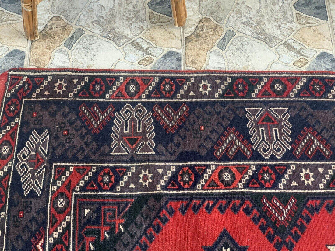 Vintage Turkish Rug | Antique Tribal Handmade Wool Farmhouse Carpet 4 x 6.14 ft