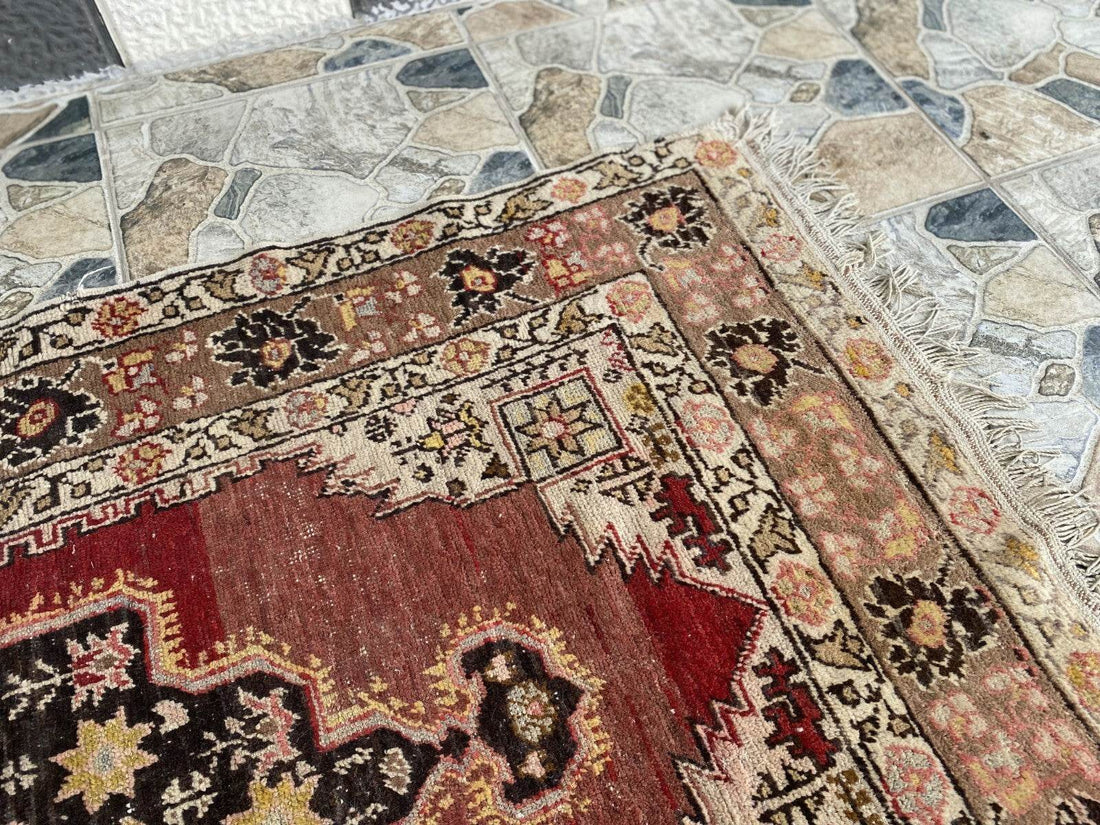 Pre 1930’s ANTIQUE ARMENIAN AREA RUG TRIBAL FARMHOUSE VINTAGE GEOMETRIC CARPET