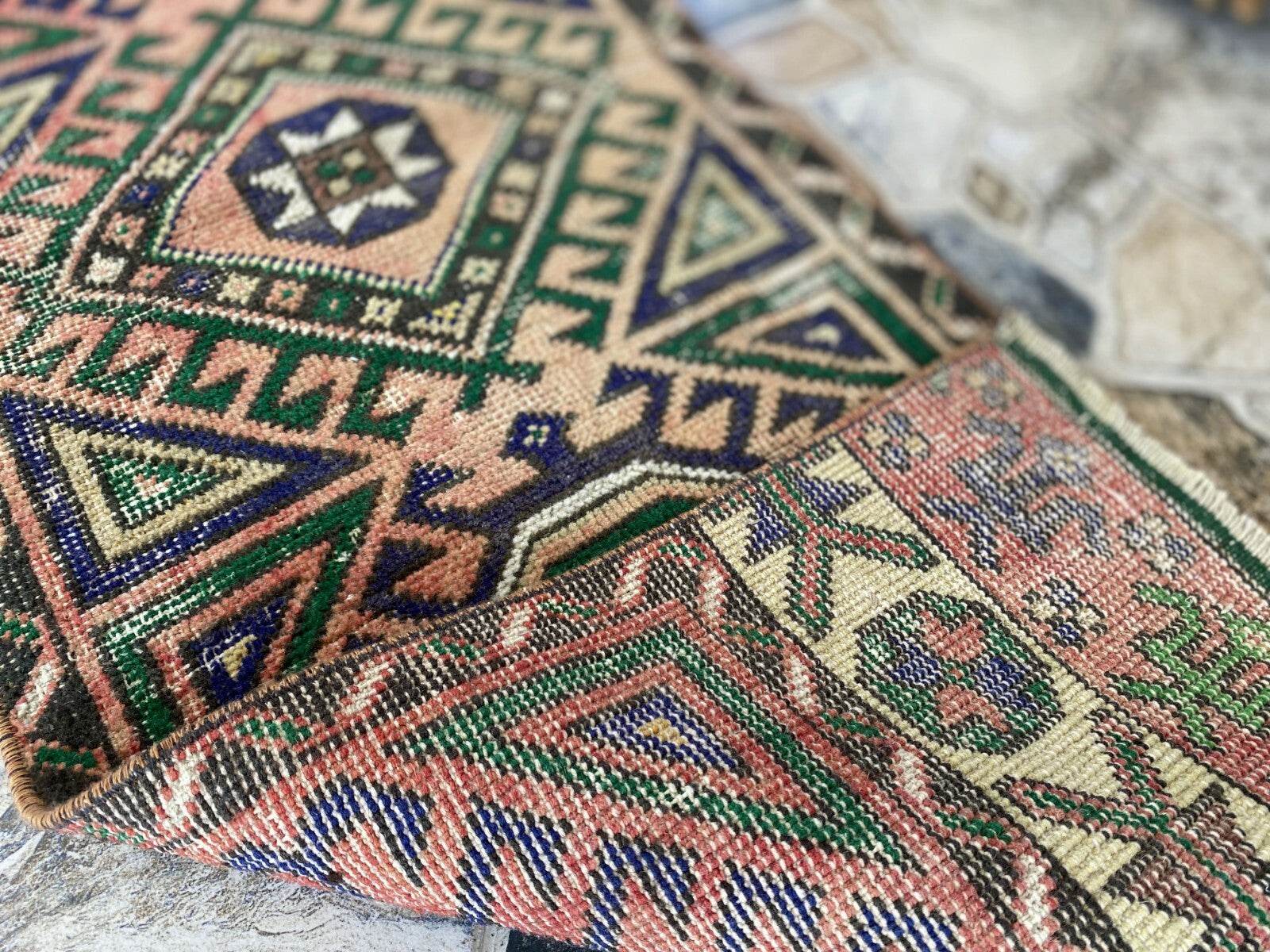 Vintage Turkish Tribal Rug | 1.4 x 4.3 ft | Handmade Wool Anatolian Runner Rug