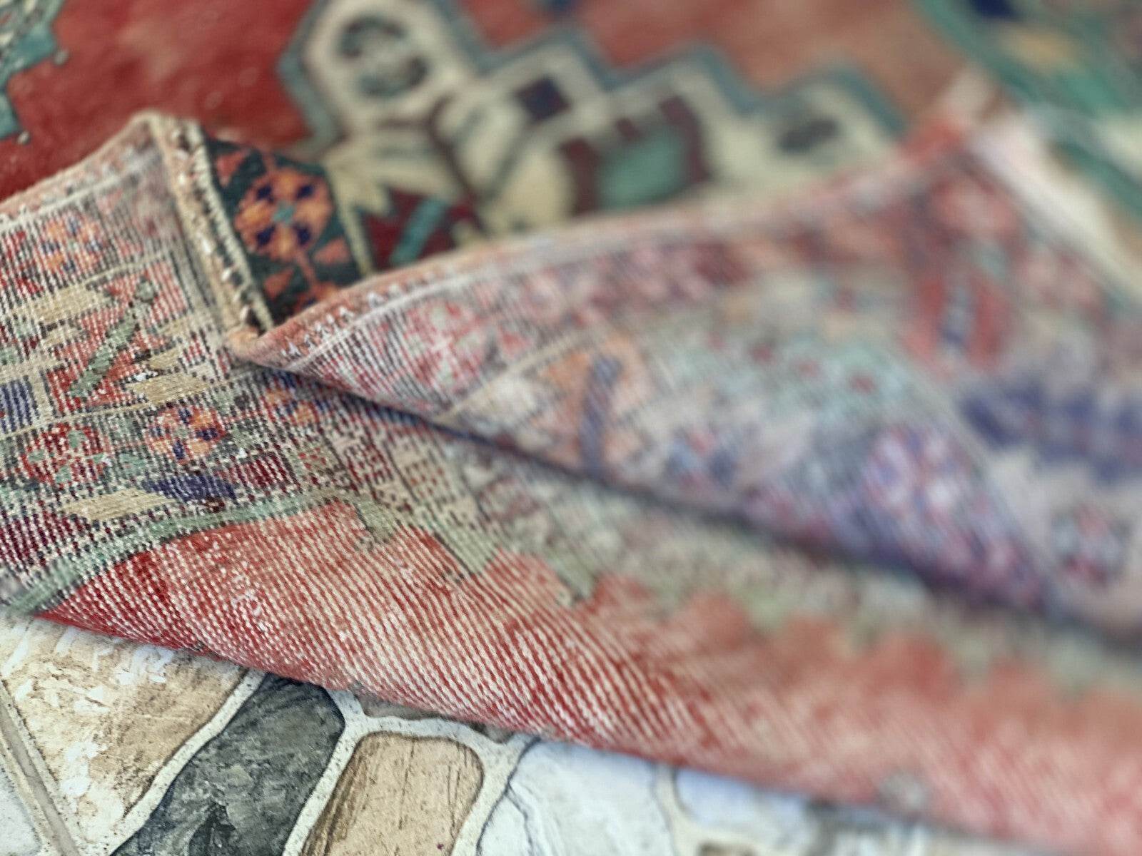 Vintage Turkish Rug | Tribal Wool Handmade Farmhouse Antique Twin 3.4ftx9.8 ft