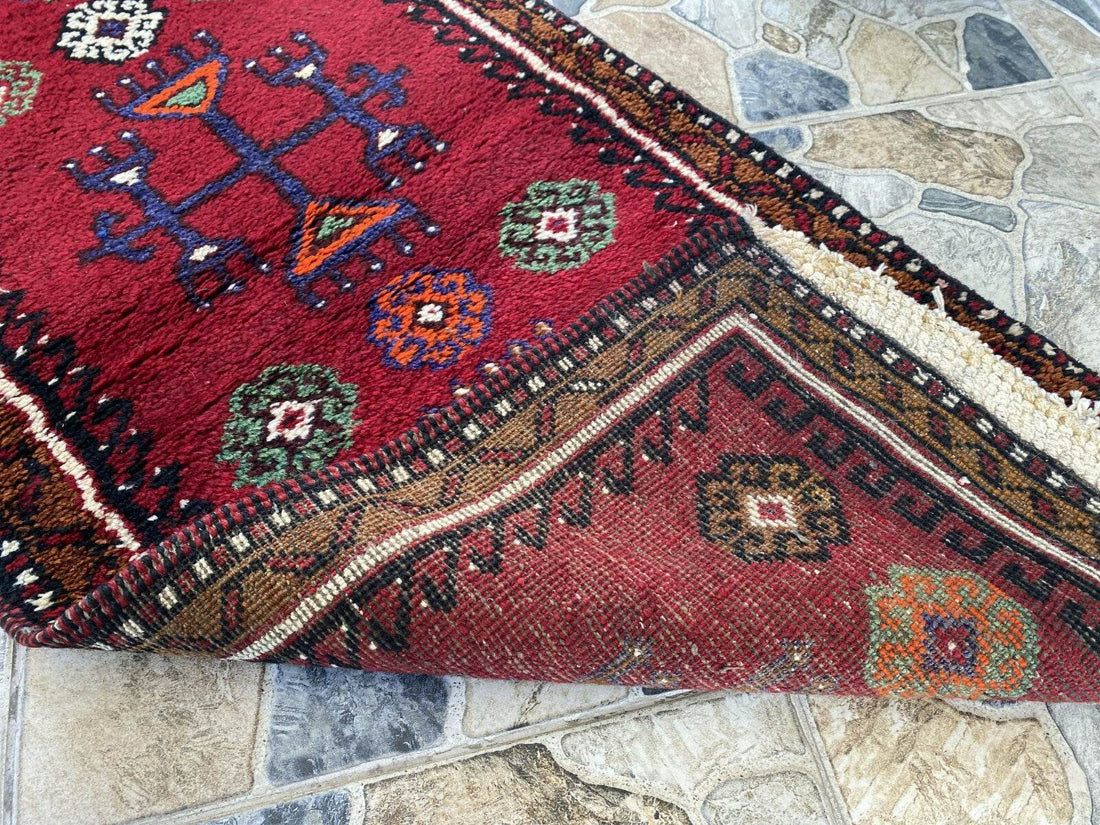 Pre 1970’s ANTIQUE KURDISH FARMHOUSE RUG - GEOMETRIC TRIBAL TURKISH VINTAGE