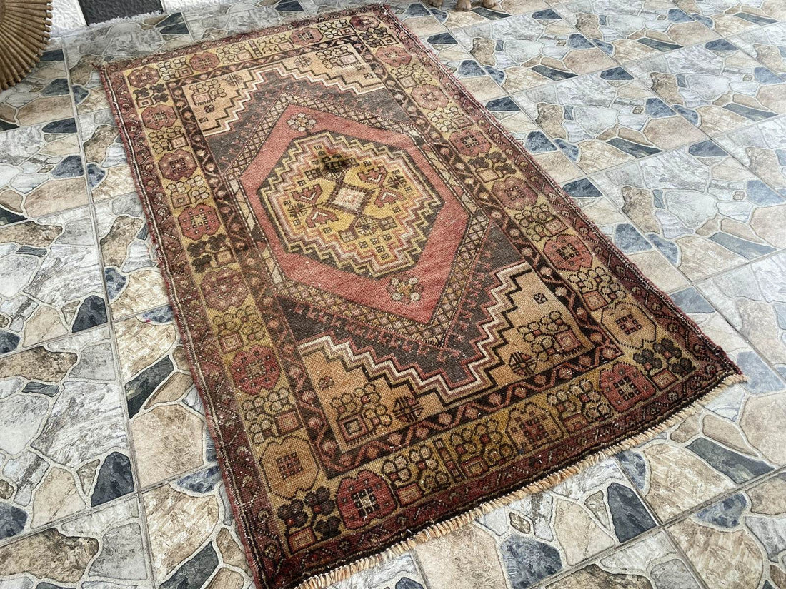 Handmade Turkish Vintage Rug | 1970s Tribal Wool Farmhouse Antique Area Carpet