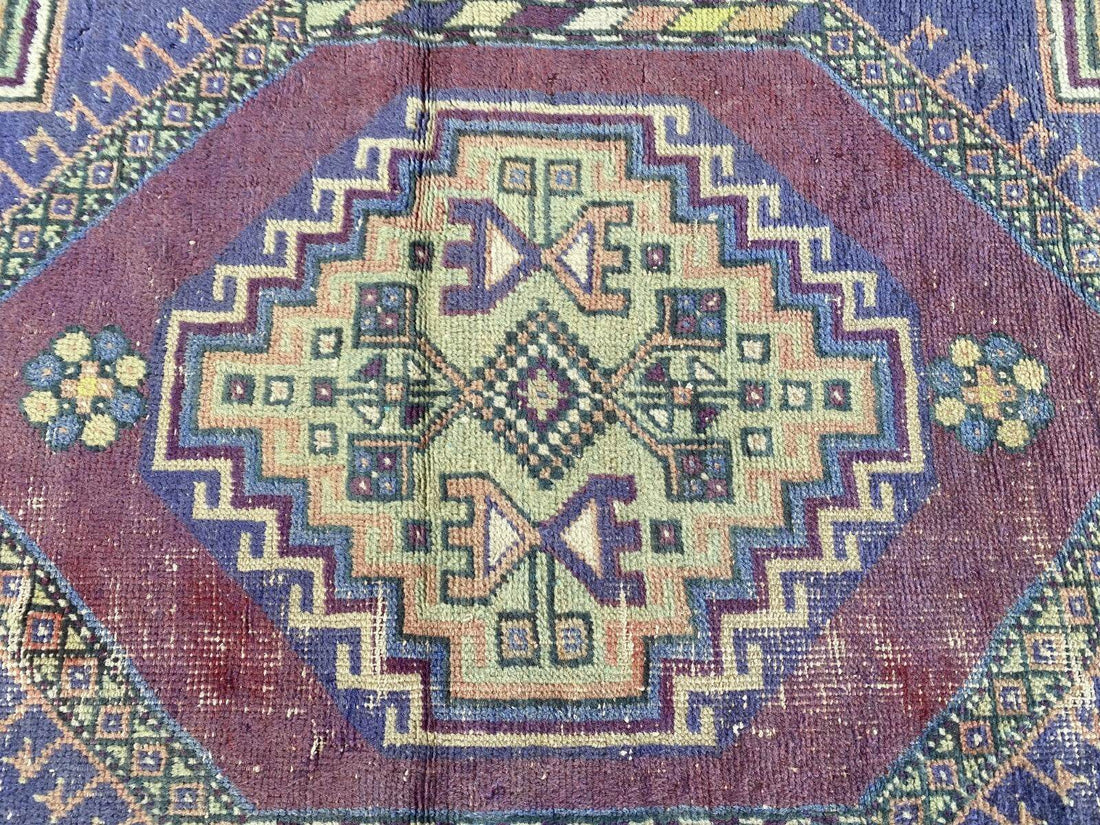 Handmade Turkish Vintage Rug | 1970s Tribal Wool Farmhouse Antique Area Carpet