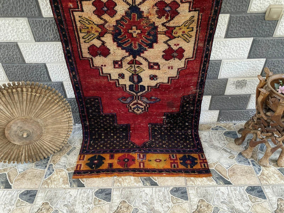 Vintage Turkish Anatolian Rug | 3 x 7.15 ft | Farmhouse Hand-Knotted Wool Carpet