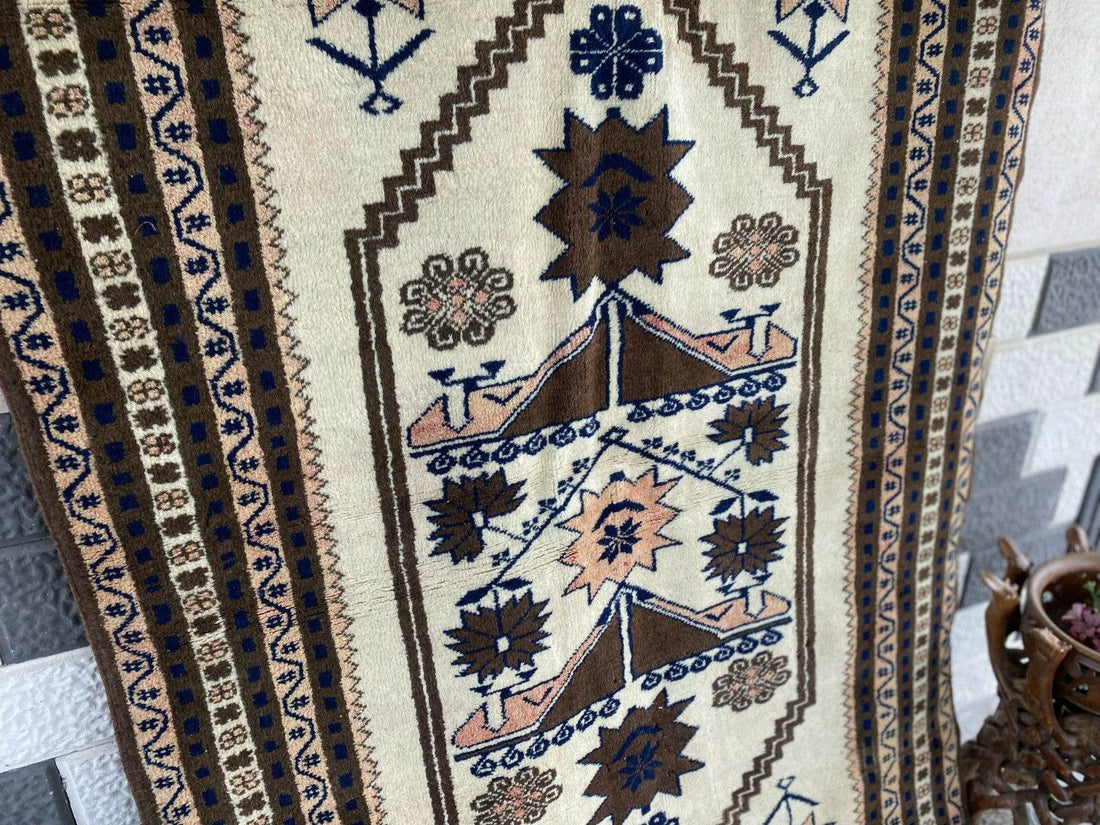 Vintage Turkish Oushak Rug, 4 x 7 ft Handmade Wool Antique Tribal Area Rug