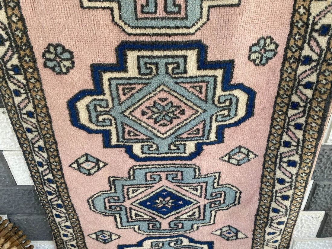 Vintage Rug | Farmhouse Antique Wool Anatolian Runner Handmade Turkish 2.7x6.3ft