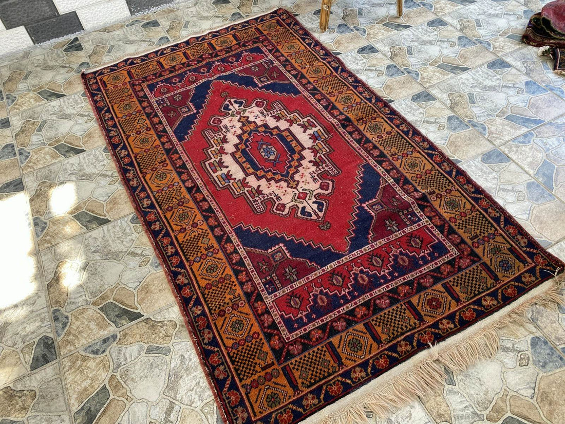 Vintage Turkish Oushak Rug | Hand-Knotted Wool Anatolian Tribal Carpet 4 x 6 ft
