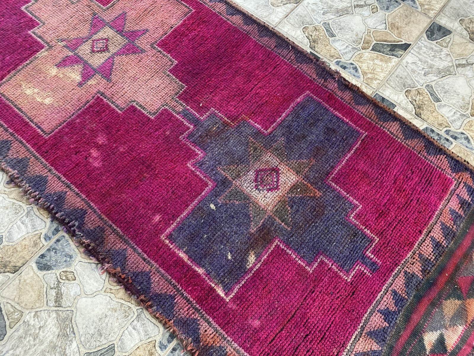 Kurdish Vintage Rug | Handmade Wool 1960s Farmhouse Tribal Antique Runner Carpet