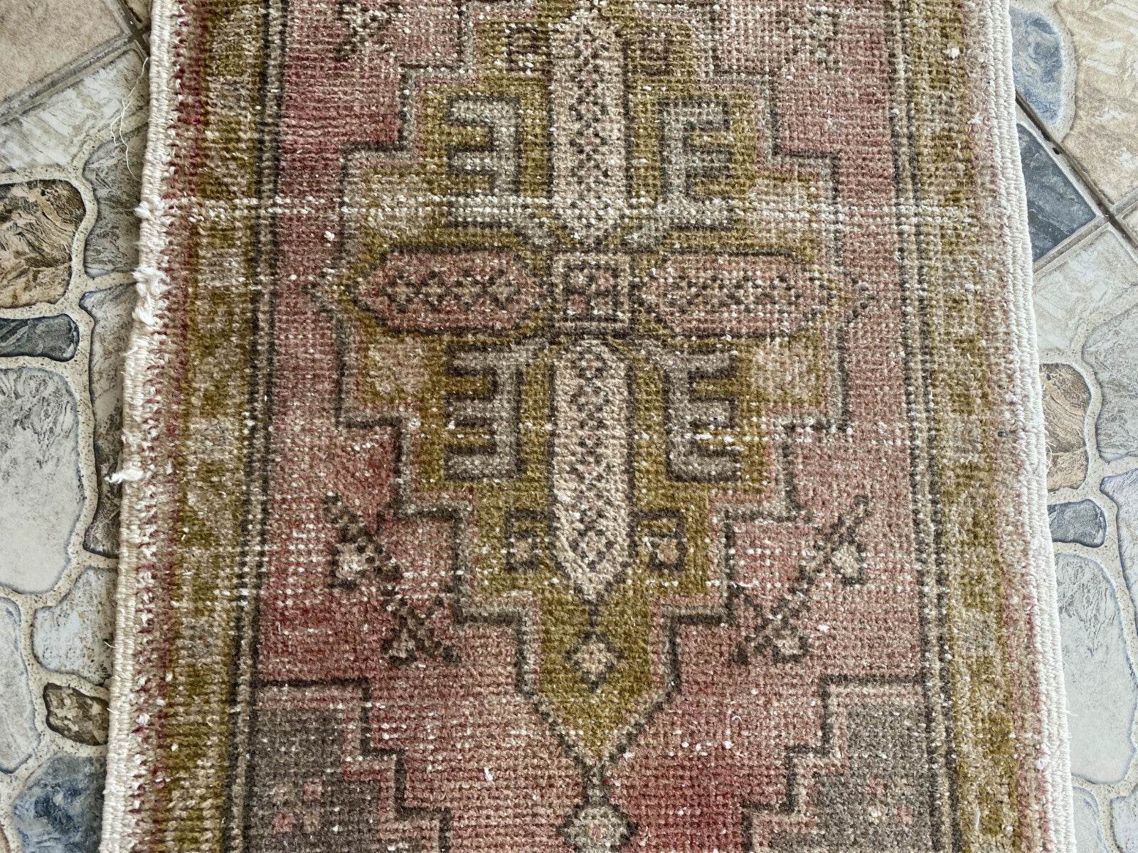 Vintage Turkish Rug 1.8 x 3.5 ft – Hand-Knotted Wool Rug, Small Anatolian Carpet