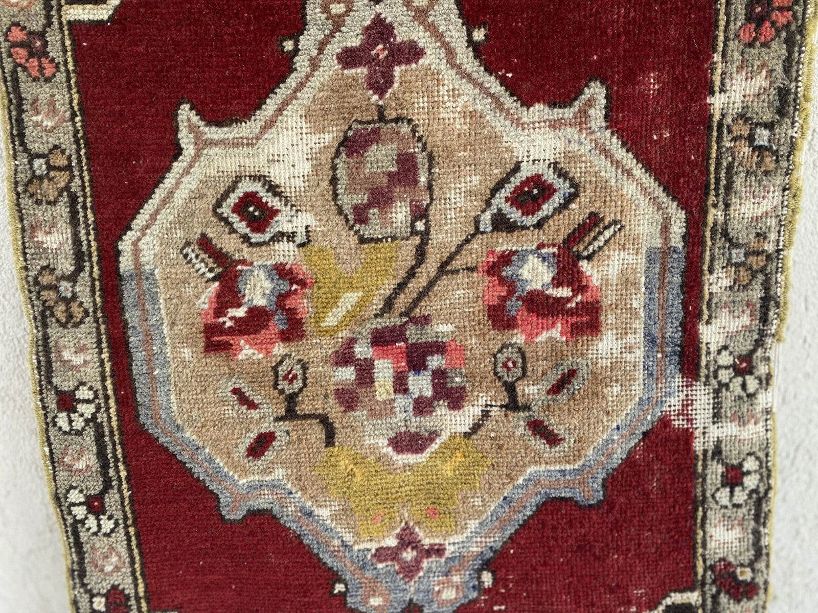 Handmade Turkish Vintage Rug | 1970s Tribal Wool Farmhouse Antique Small Carpet