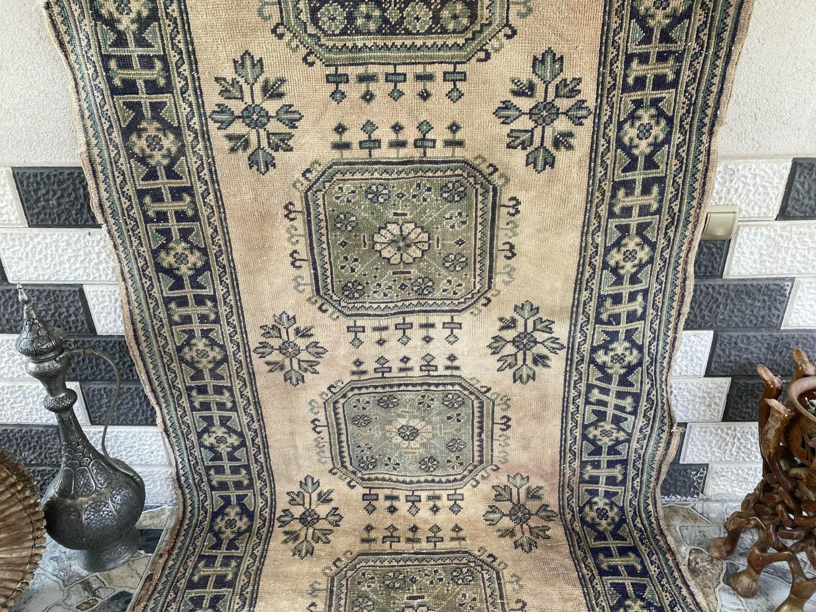 Vintage Turkish Oushak Runner | 4.33 x 9.18 ft | Hand-Knotted Wool Farmhouse Rug