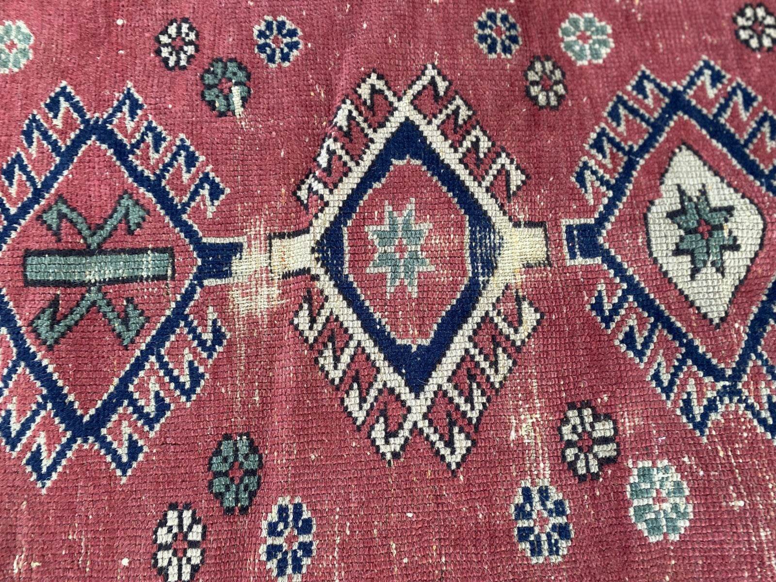 Vintage Caucasian Rug | 3.5x5 ft | Tribal Handmade Wool Rustic Farmhouse Carpet