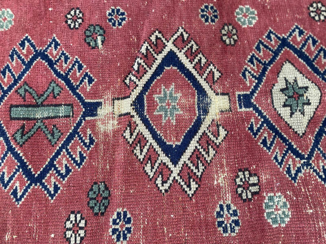 Vintage Caucasian Rug | 3.5x5 ft | Tribal Handmade Wool Rustic Farmhouse Carpet