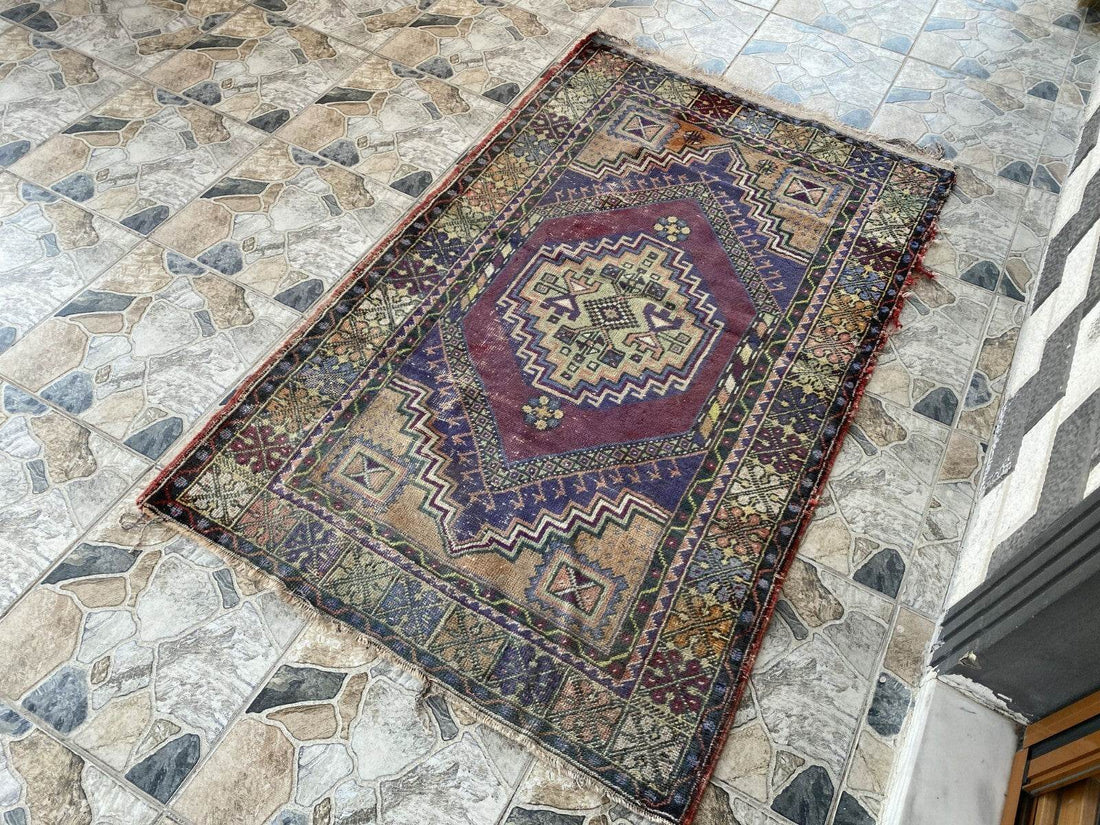 Handmade Turkish Vintage Rug | 1970s Tribal Wool Farmhouse Antique Area Carpet