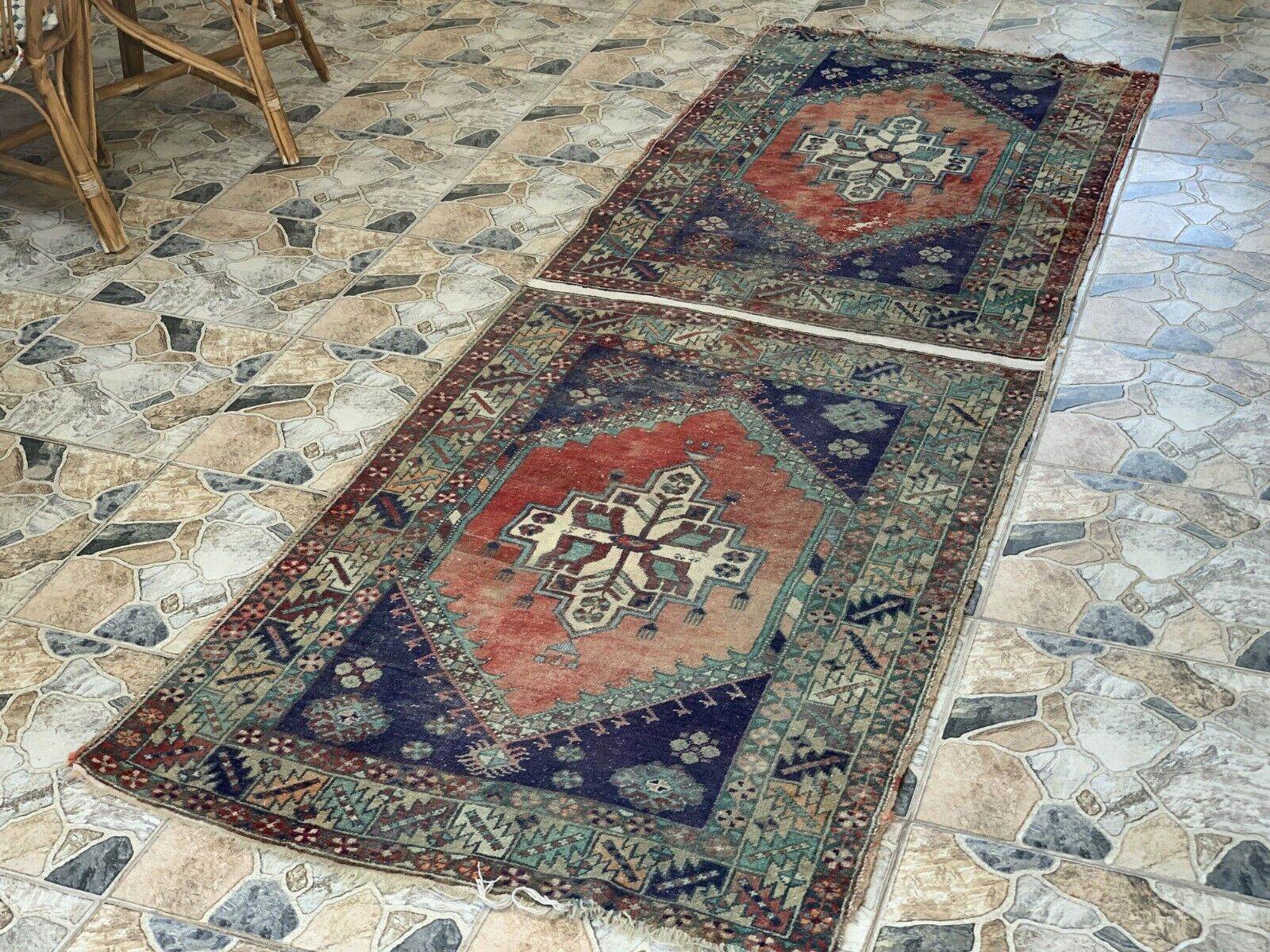 Vintage Turkish Rug | Tribal Wool Handmade Farmhouse Antique Twin 3.4ftx9.8 ft