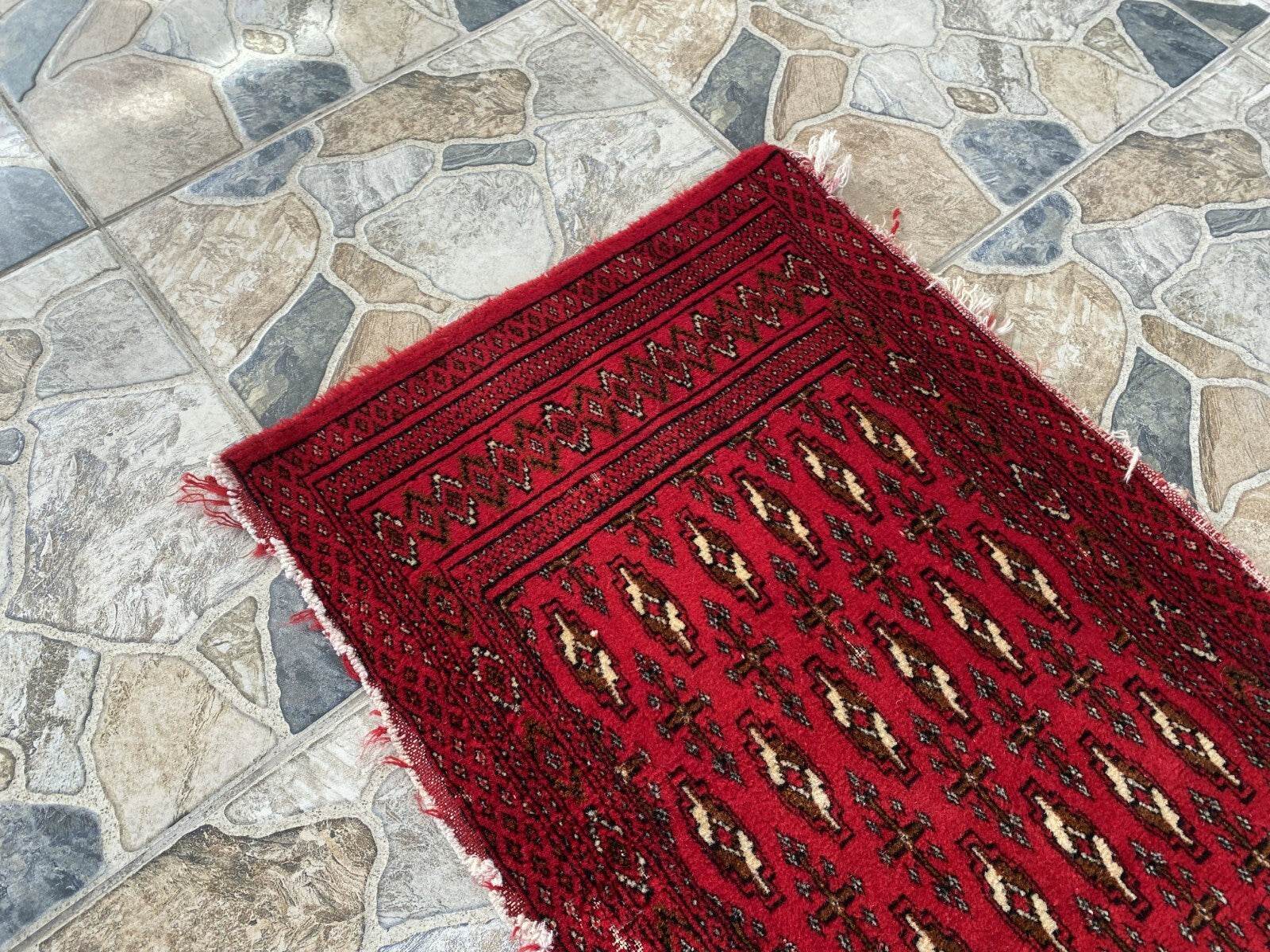 Vintage Afghan Rug - Wool Handmade Bohemian Distressed Farmhouse Small Rug 2x3