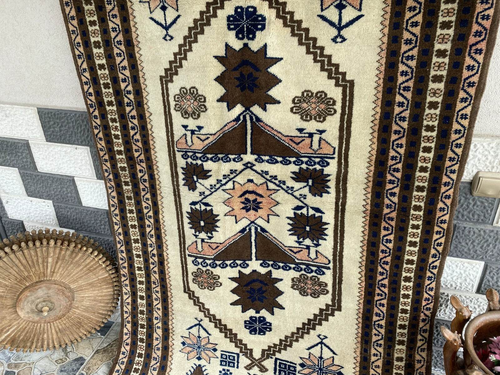 Vintage Turkish Oushak Rug, 4 x 7 ft Handmade Wool Antique Tribal Area Rug