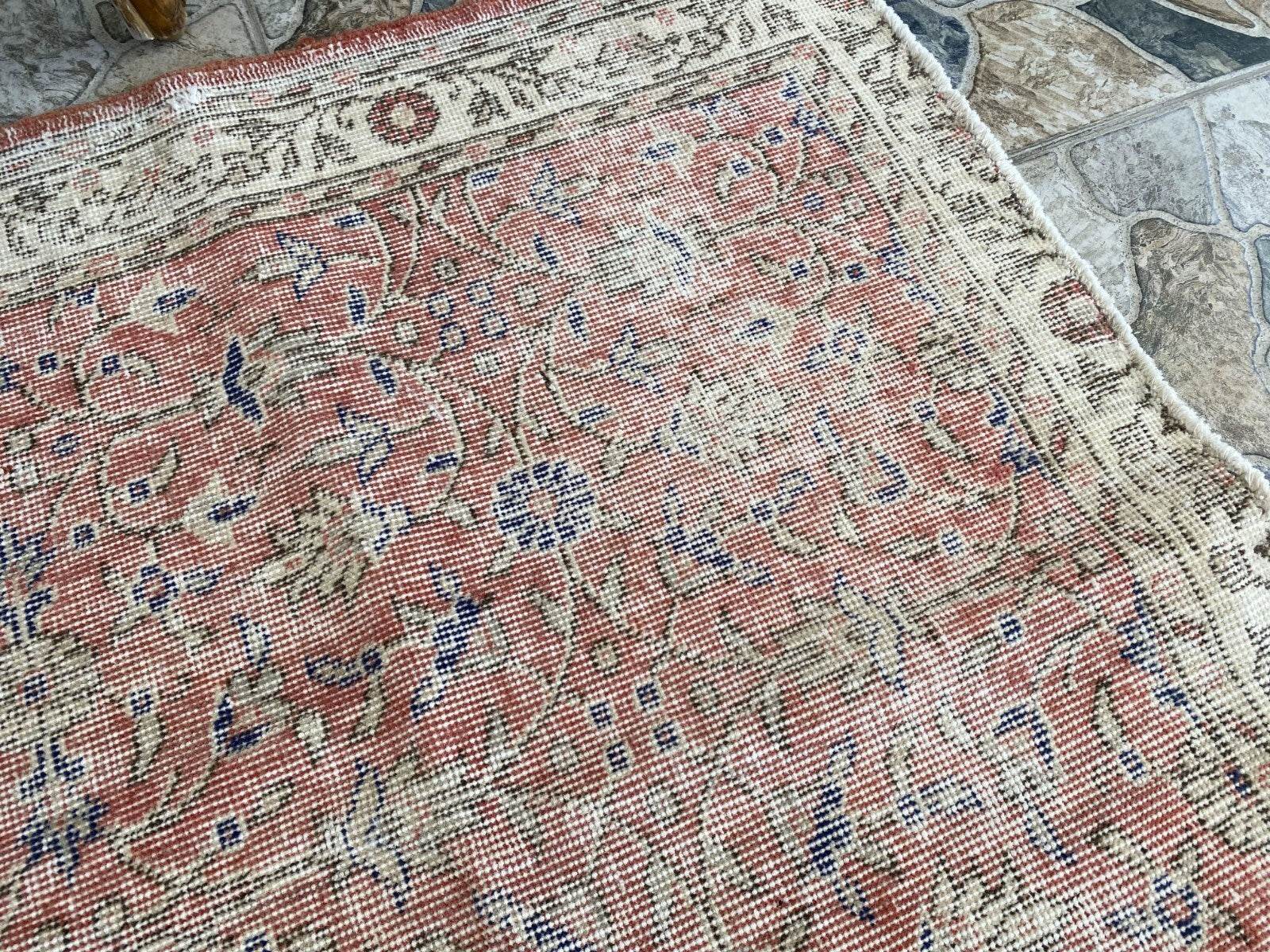 Geometric Turkish Vintage Rug,Farmhouse Handmade Anatolian Village Rug 3.8x6.2ft