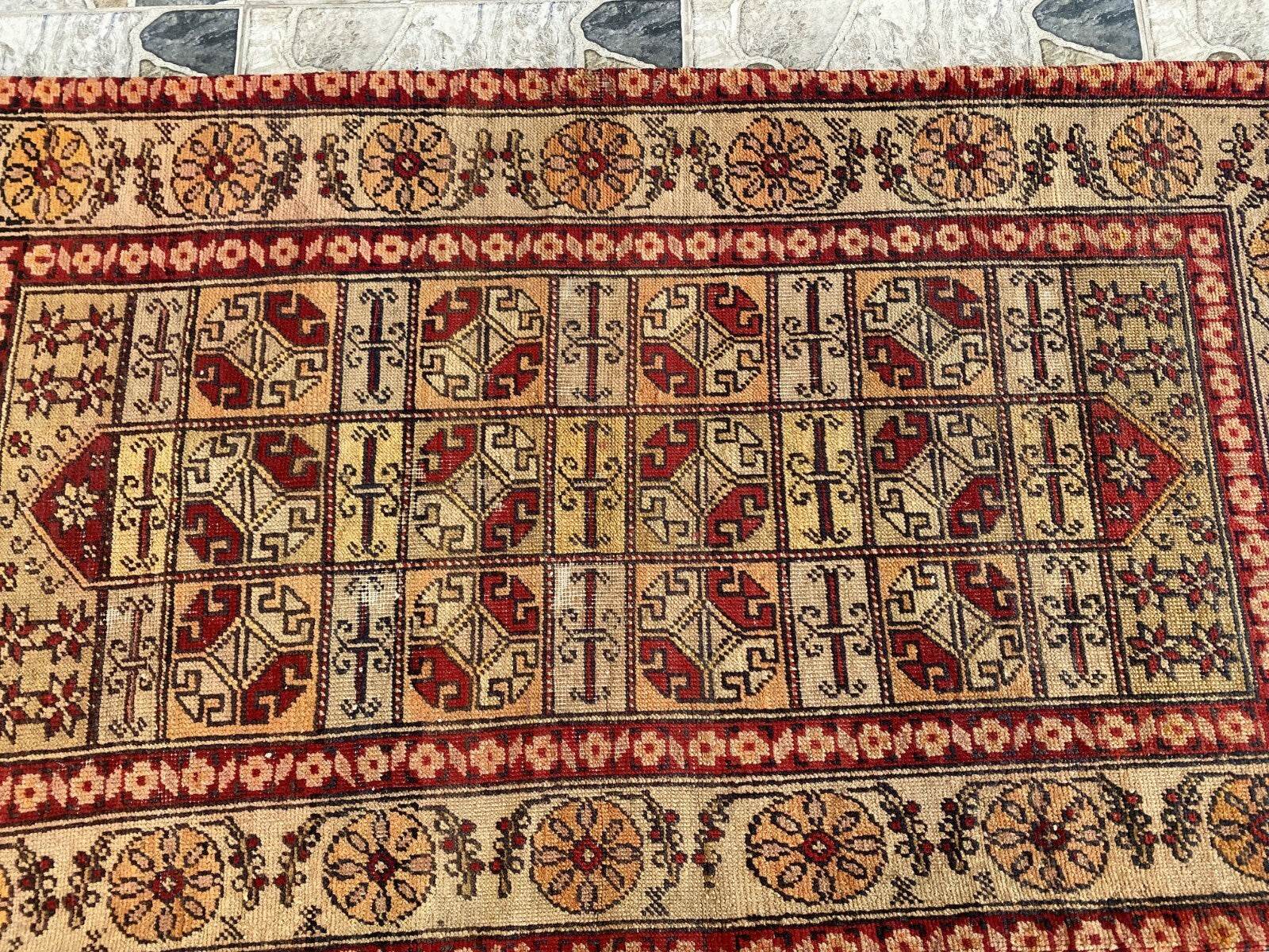 Pre 1920’s ANTIQUE ARMENIAN AREA RUG GEOMETRIC TRIBAL FARMHOUSE VINTAGE CARPET