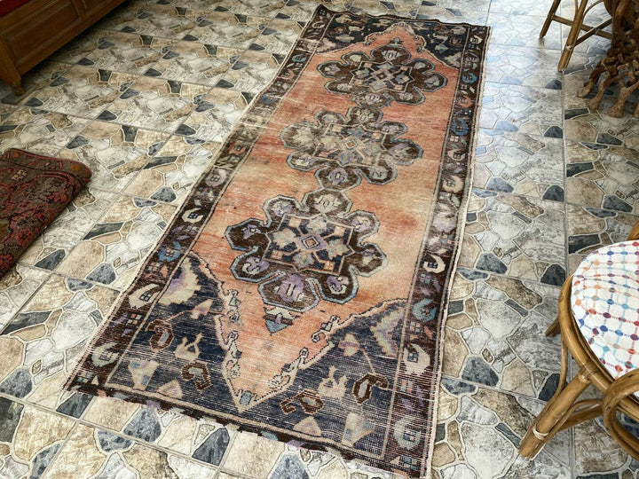Vintage Anatolian Runner Rug | 3.7 x 9 ft | Hand-Knotted Rug Wool Hallway Carpet