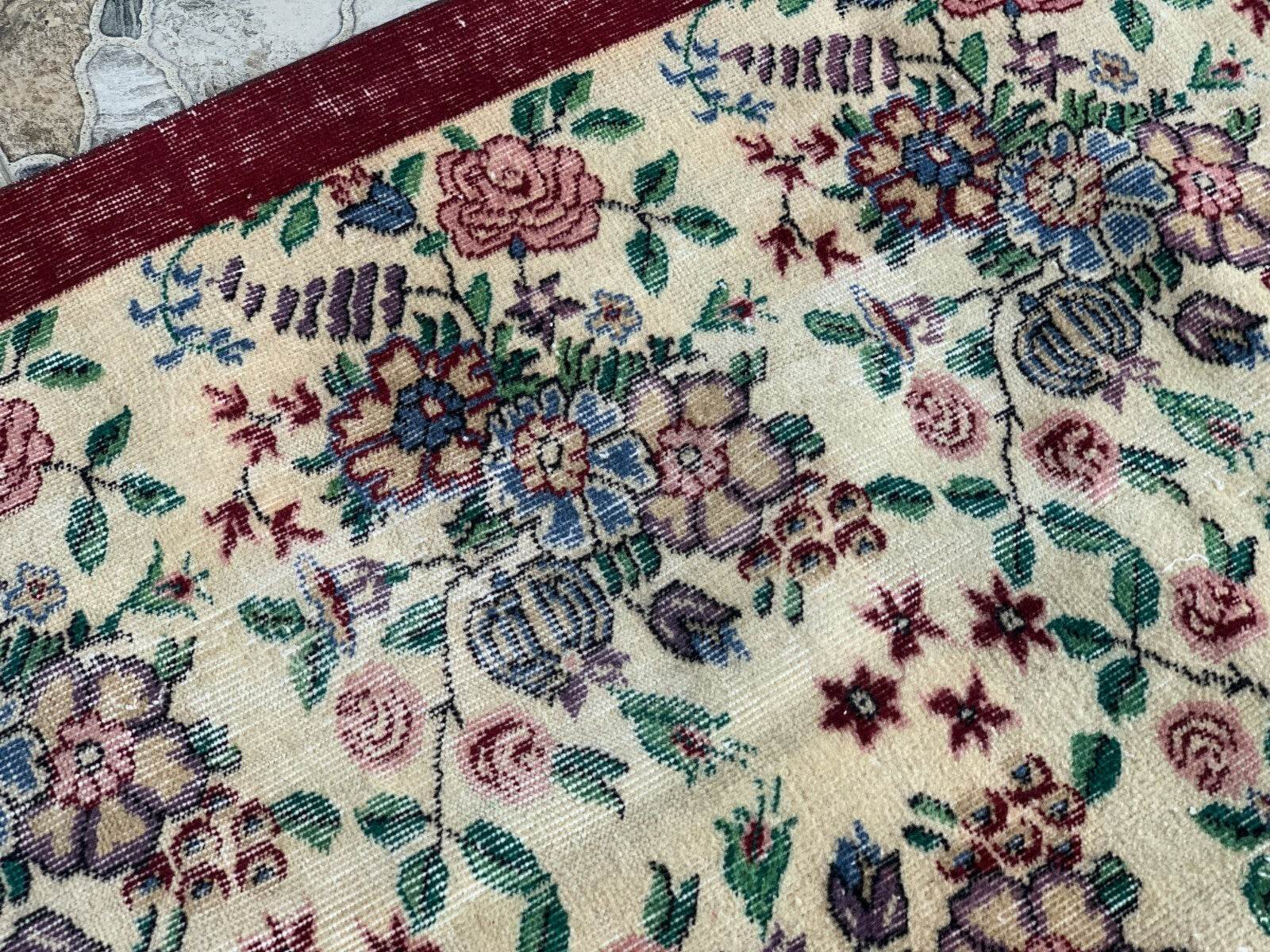 Vintage Turkish Rug | Oushak Handmade Wool Farmhouse Carpet Antique 3.3 x 5.2 ft