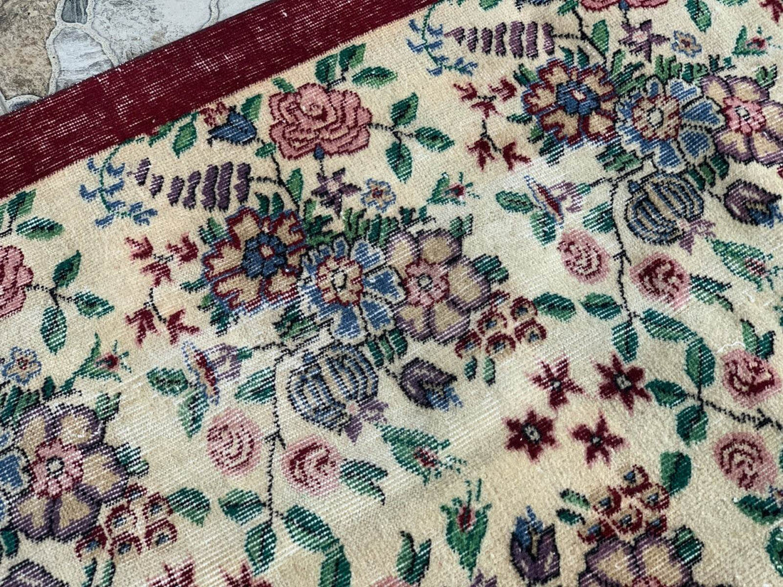 Vintage Turkish Rug | Oushak Handmade Wool Farmhouse Carpet Antique 3.3 x 5.2 ft