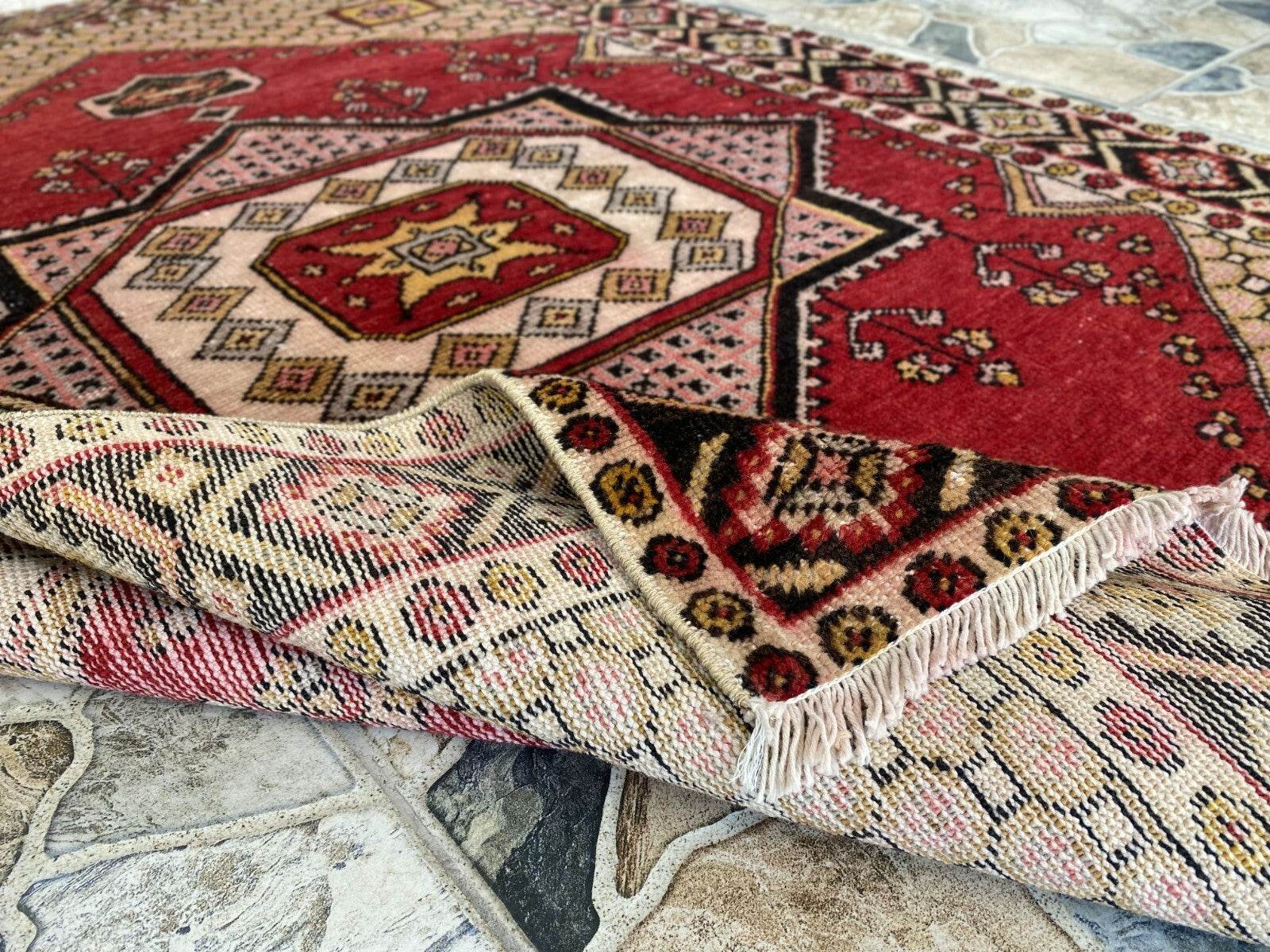 Vintage Rug | Wool Area Antique Farmhouse Anatolian Handmade Turkish Rug 4x6ft