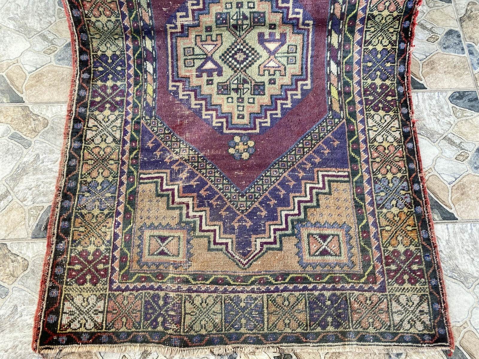 Handmade Turkish Vintage Rug | 1970s Tribal Wool Farmhouse Antique Area Carpet