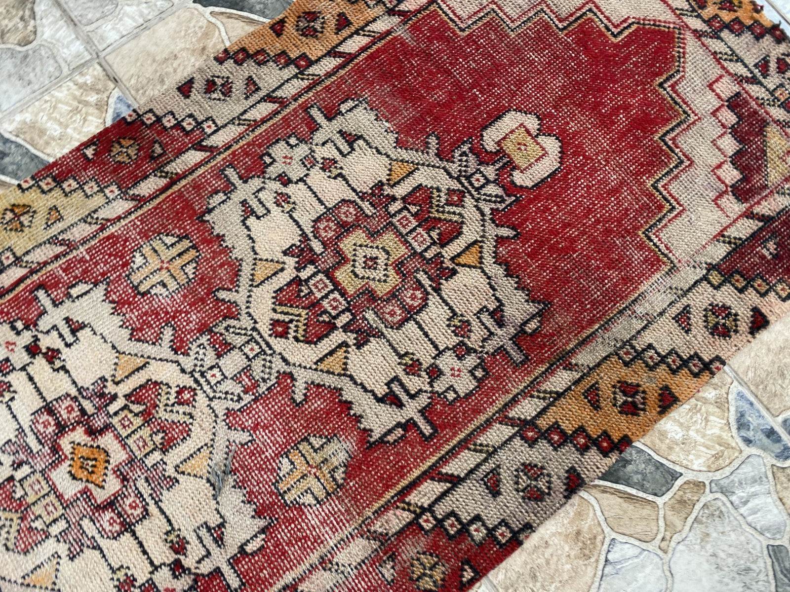 Vintage Rug | Wool Runner Antique Farmhouse Anatolian Handmade Turkish Rug 2x7ft