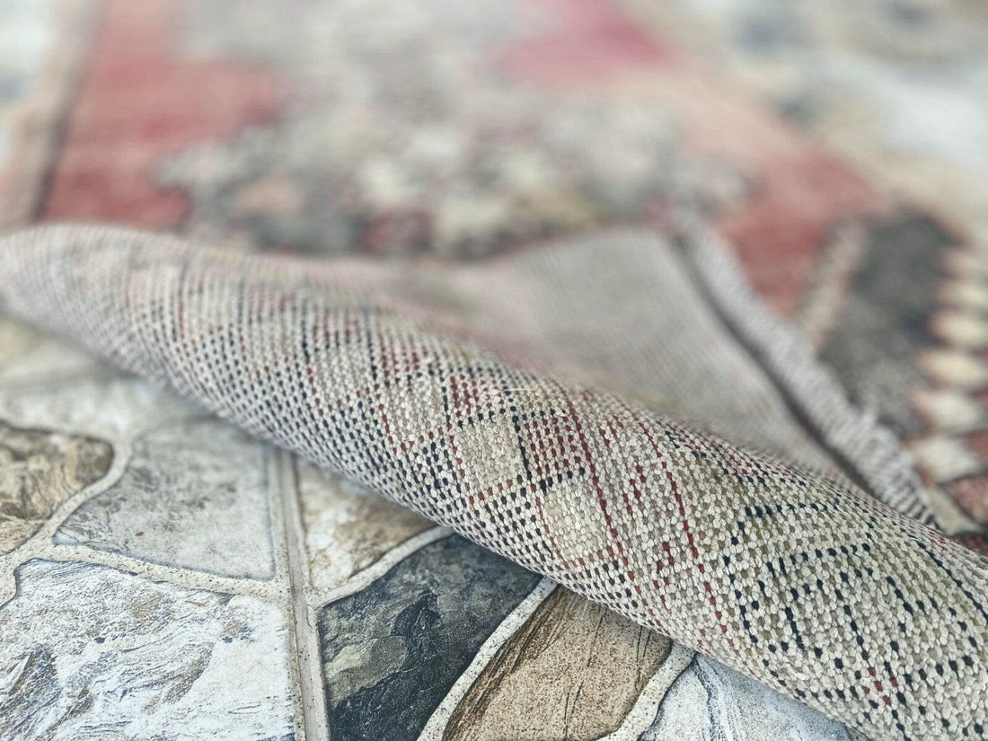 Vintage Turkish Rug | Tribal Farmhouse Handmade Wool Antique Carpet 2.2ftx8.1 ft