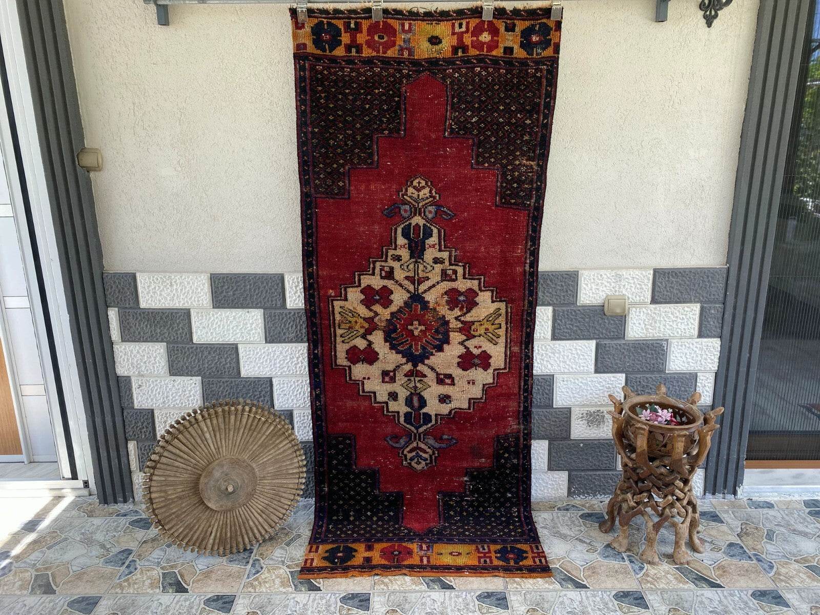 Vintage Turkish Anatolian Rug | 3 x 7.15 ft | Farmhouse Hand-Knotted Wool Carpet