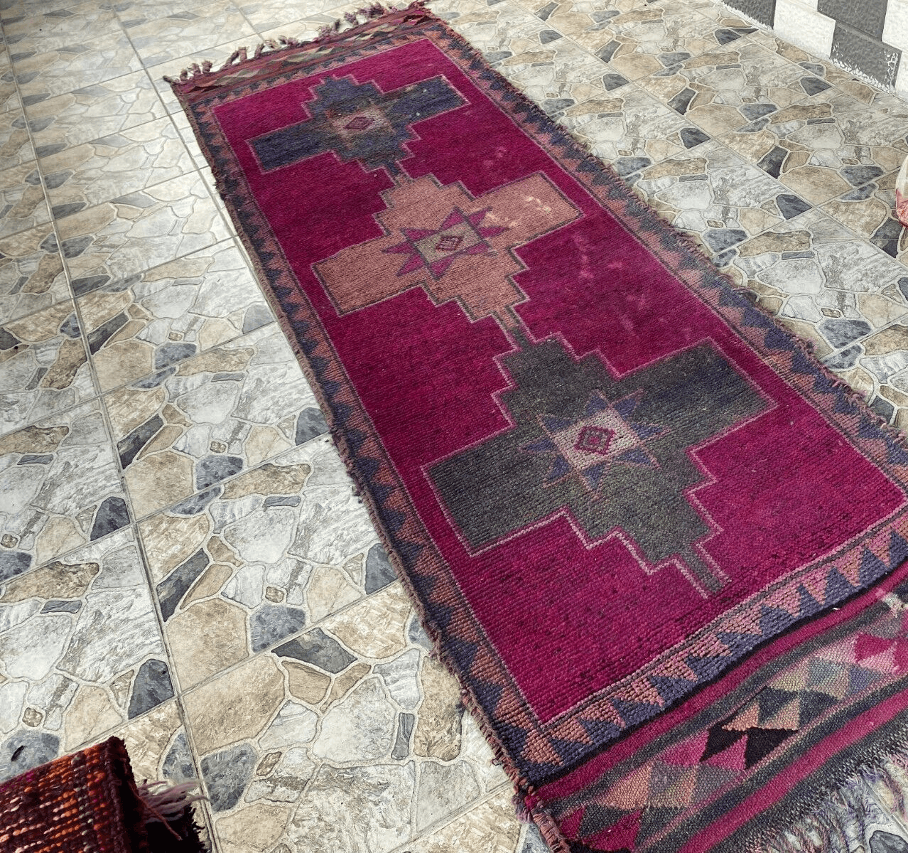 Kurdish Vintage Rug | Handmade Wool 1960s Farmhouse Tribal Antique Runner Carpet