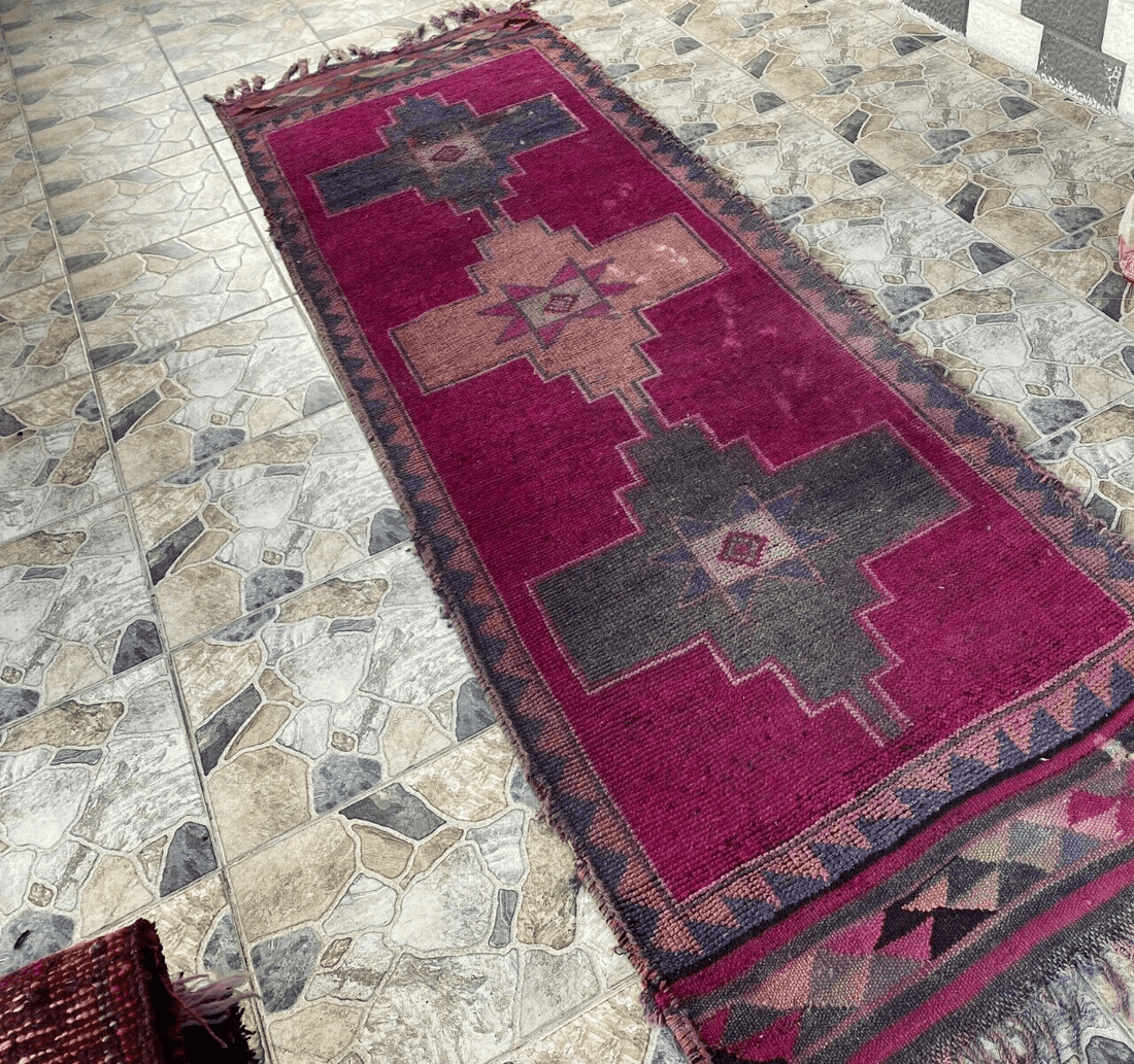 Kurdish Vintage Rug | Handmade Wool 1960s Farmhouse Tribal Antique Runner Carpet