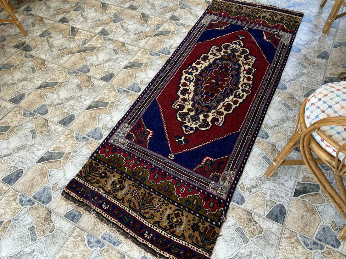 Vintage Turkish Runner Rug | 2.7 x 7.5 ft Hand-Knotted Wool Antique Hallway Rug