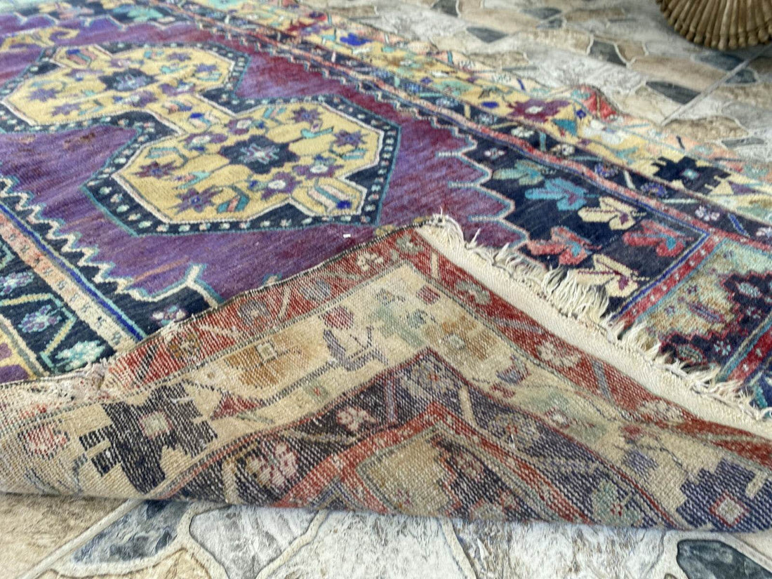 Vintage Turkish Anatolian Rug | 3.9 x 7.1 ft | Hand-Knotted Rug Wool Area Carpet