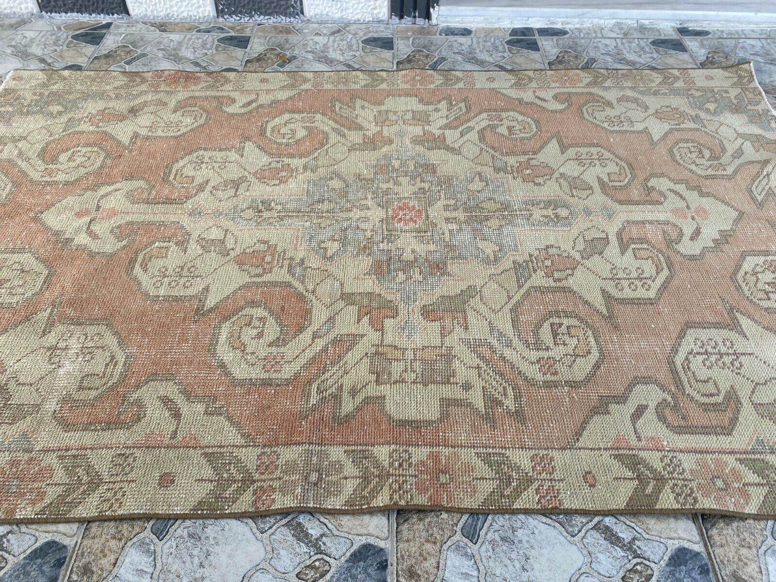 Vintage Rug | Antique Wool Farmhouse Anatolian Area Handmade Turkish 4.3x6.8ft