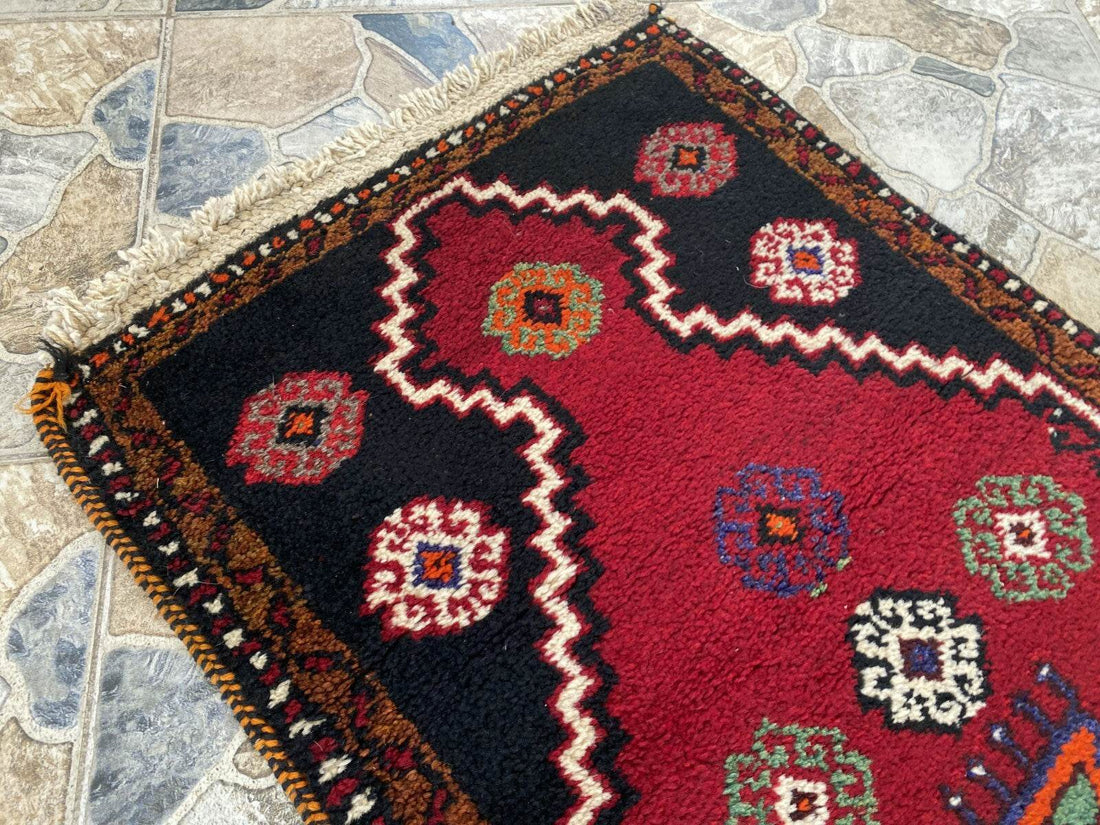 Pre 1970’s ANTIQUE KURDISH FARMHOUSE RUG - GEOMETRIC TRIBAL TURKISH VINTAGE