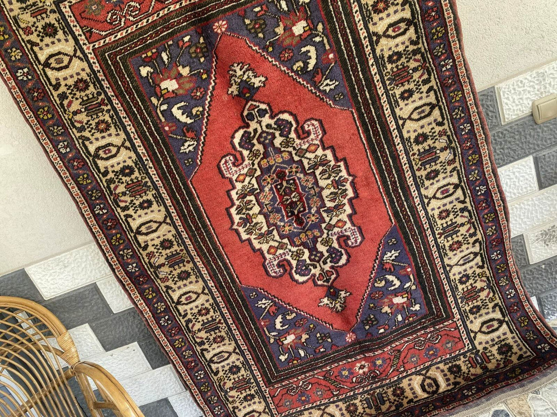 Vintage Turkish Rug | 4.3 x 6.5 ft | Handmade Geometric Anatolian Wool Area Rug