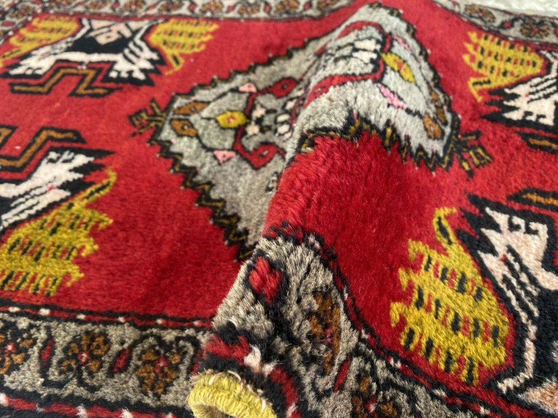 Vintage Rug | AntiqueWool Farmhouse Anatolian Handmade Turkish Small 1.7x3.5ft
