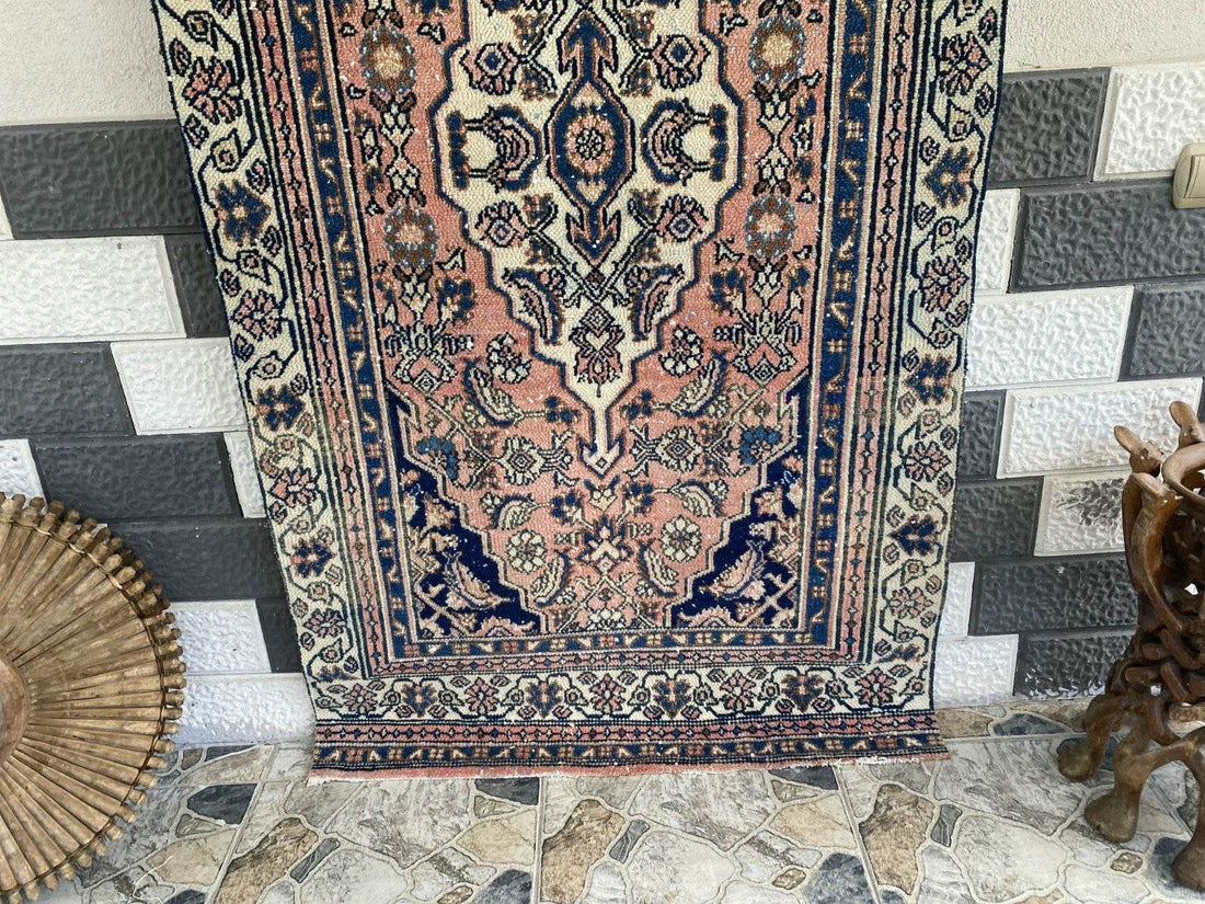 VINTAGE RUG HAND-KNOTTED Caucasian Tribal handmade wool antique farmhouse rug