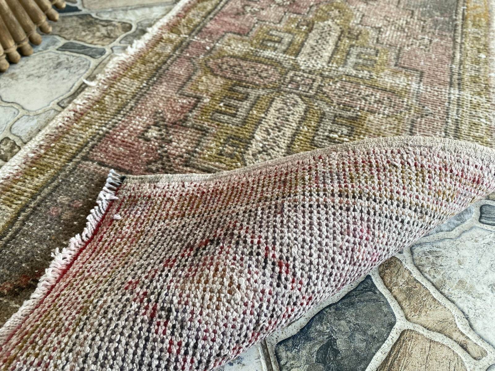 Vintage Turkish Rug 1.8 x 3.5 ft – Hand-Knotted Wool Rug, Small Anatolian Carpet