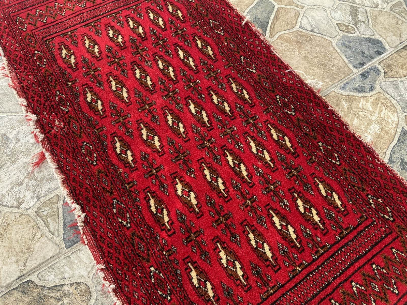 Vintage Afghan Rug - Wool Handmade Bohemian Distressed Farmhouse Small Rug 2x3