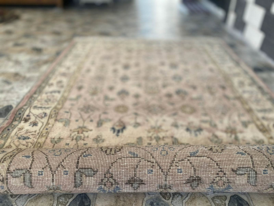 Turkish Vintage Rug | Antique Farmhouse Tribal Handmade Wool Carpet 4.1x6.9 ft