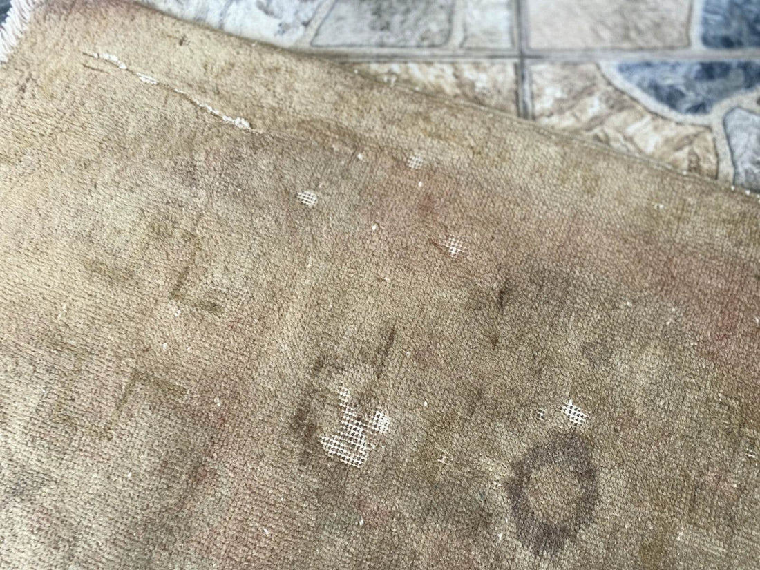 Faded Vintage Turkish Rug | 1960s Anatolian Handmade Wool | Neutral Earth Tones