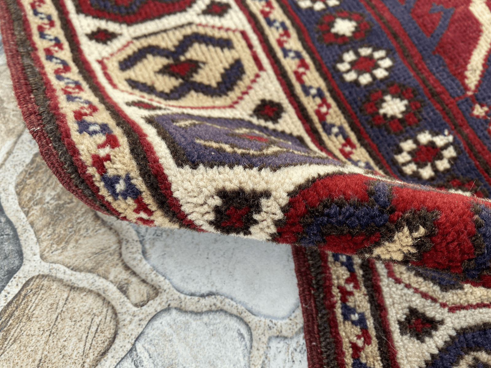 Vintage Turkish Wool Rug - 3.4x5.8 | Hand-Knotted 1980s Oushak Anatolian Tribal