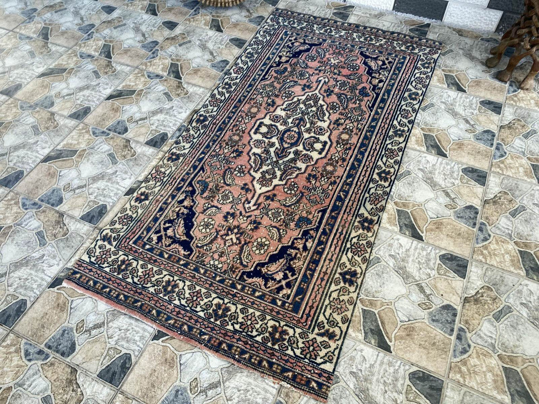 VINTAGE RUG HAND-KNOTTED Caucasian Tribal handmade wool antique farmhouse rug