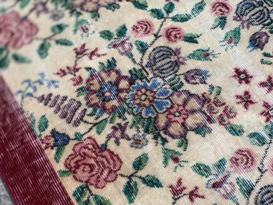 Vintage Turkish Rug | Oushak Handmade Wool Farmhouse Carpet Antique 3.3 x 5.2 ft