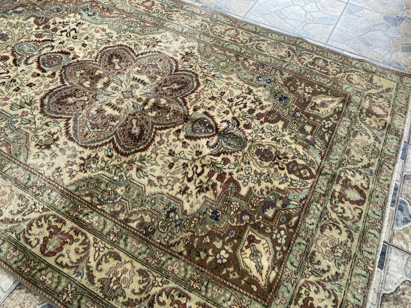 Vintage Turkish Rug,Geometric Farmhouse Antique Anatolian Village Rug 4.8x7.2 Ft