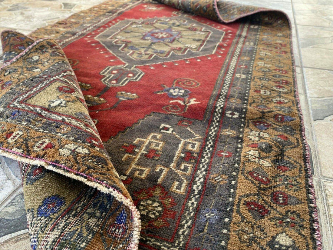 Vintage Turkish Oushak Rug | Anatolian Antique Tribal Hand-Knotted Wool Carpet 3x6 ft